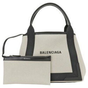 Balenciaga Navy Blue Cabas Canvas Tote Bag Pouch Black S